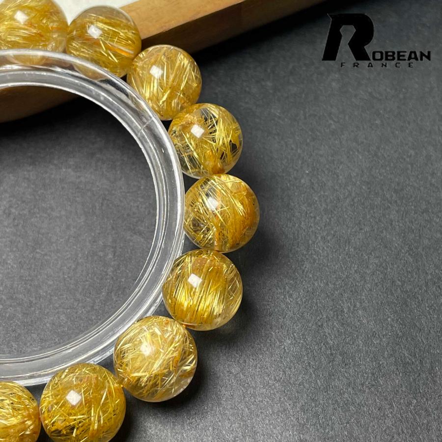 綺麗 EU製★ROBEAN・極!極満針ルチルクォーツ★ブレスレット パワーストーン 天然石 金運 お守り 12.8-13.3mm D0922528の画像