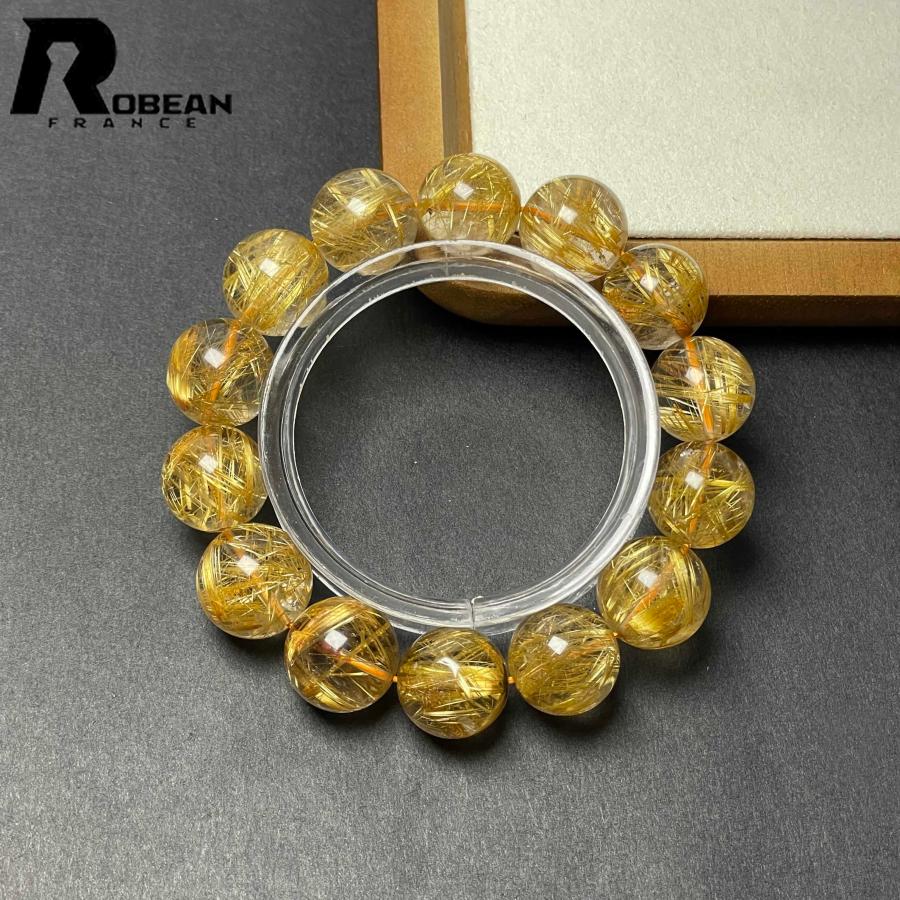夢色 EU製★ROBEAN・極!極満針ルチルクォーツ★ブレスレット パワーストーン 天然石 綺麗 金運 お守り 14.8-15.7mm D0922529の画像