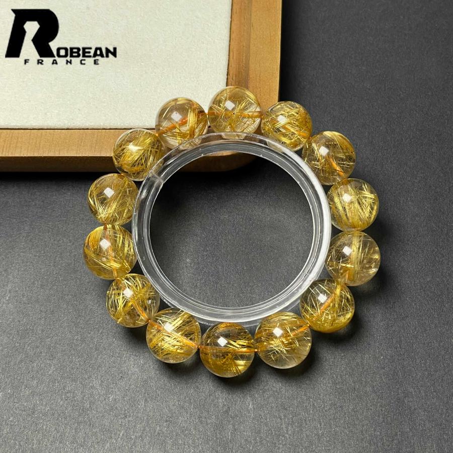 夢色 EU製★ROBEAN・極!極満針ルチルクォーツ★ブレスレット パワーストーン 天然石 綺麗 金運 お守り 14.8-15.7mm D0922529の画像