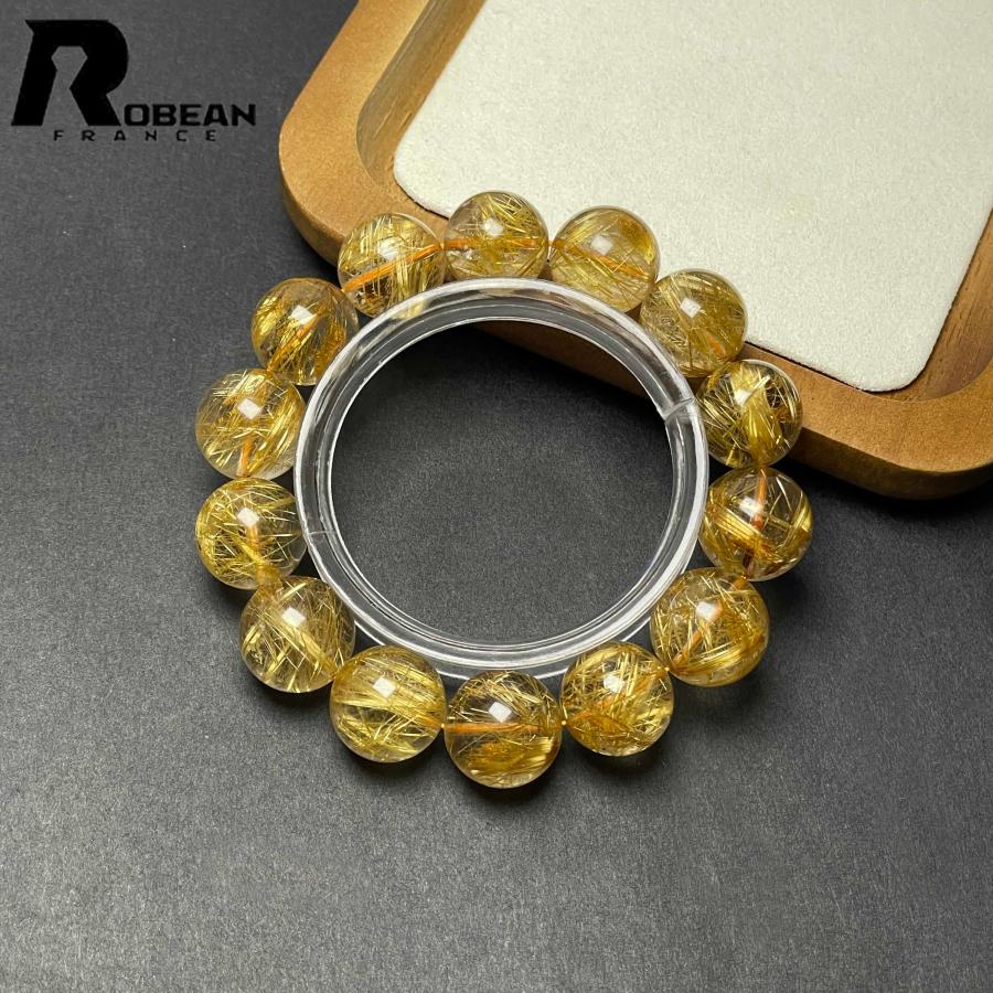 夢色 EU製★ROBEAN・極!極満針ルチルクォーツ★ブレスレット パワーストーン 天然石 綺麗 金運 お守り 14.8-15.7mm D0922529の画像