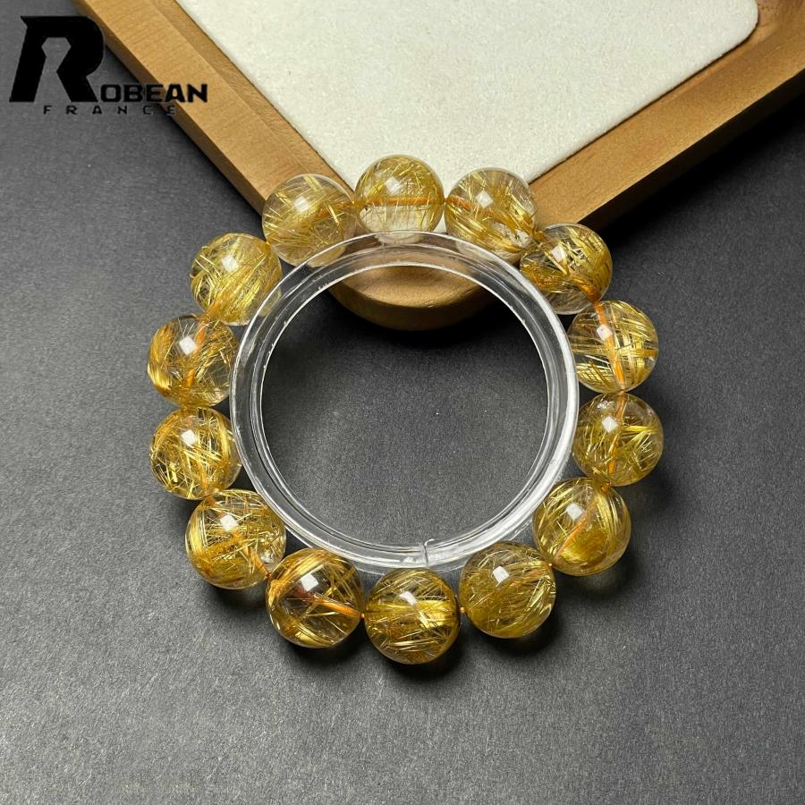 夢色 EU製★ROBEAN・極!極満針ルチルクォーツ★ブレスレット パワーストーン 天然石 綺麗 金運 お守り 14.8-15.7mm D0922529の画像