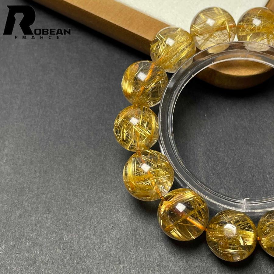 夢色 EU製★ROBEAN・極!極満針ルチルクォーツ★ブレスレット パワーストーン 天然石 綺麗 金運 お守り 14.8-15.7mm D0922529の画像