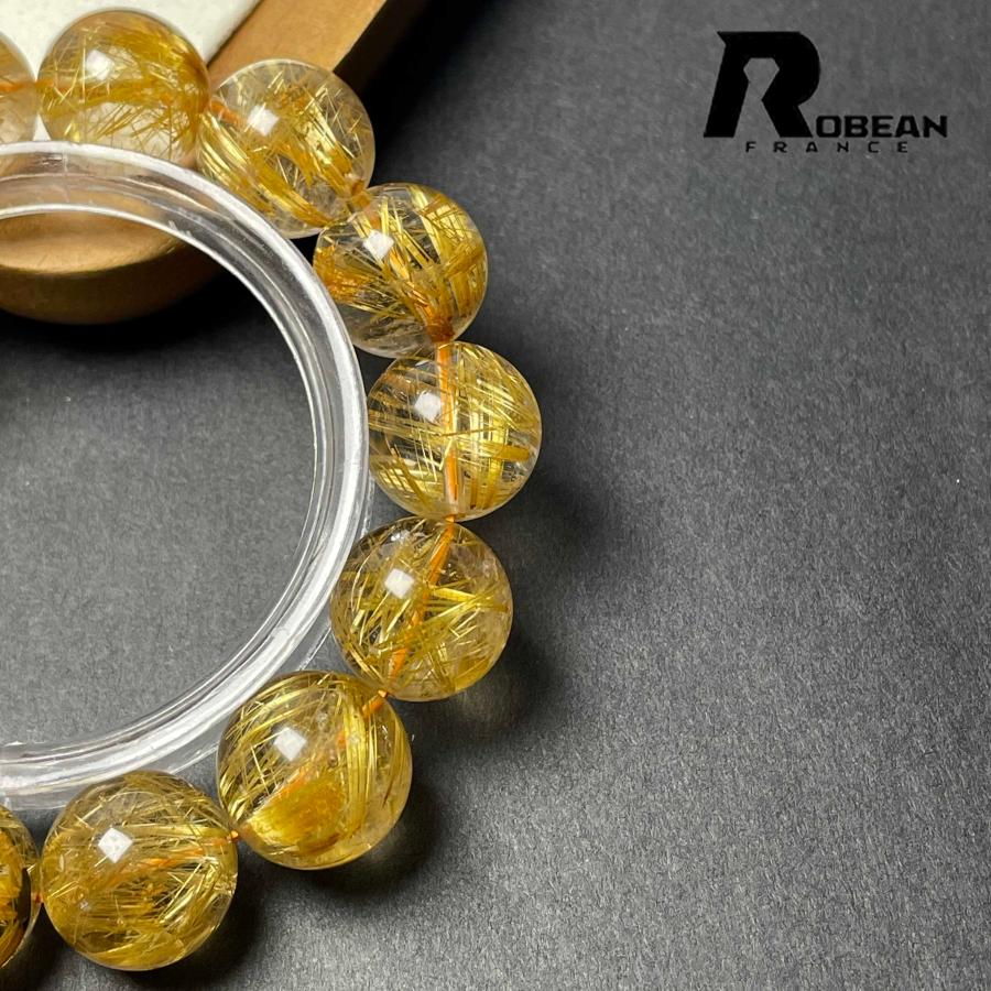 夢色 EU製★ROBEAN・極!極満針ルチルクォーツ★ブレスレット パワーストーン 天然石 綺麗 金運 お守り 14.8-15.7mm D0922529の画像