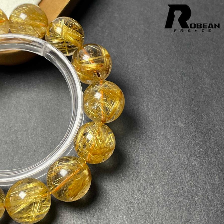 夢色 EU製★ROBEAN・極!極満針ルチルクォーツ★ブレスレット パワーストーン 天然石 綺麗 金運 お守り 14.8-15.7mm D0922529の画像