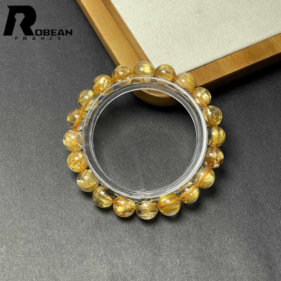 上品 EU製★ROBEAN・極!極満針ルチルクォーツ★ブレスレット パワーストーン 天然石 金運 お守り 9.5-9.8mm D0922532の画像