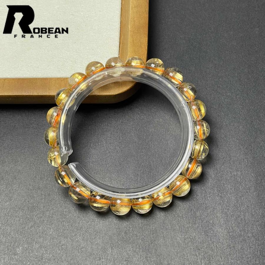 希少 EU製★ROBEAN・極!極満針ルチルクォーツ★ブレスレット パワーストーン 天然石 綺麗 金運 お守り 9.4-9.8mm D0922533の画像