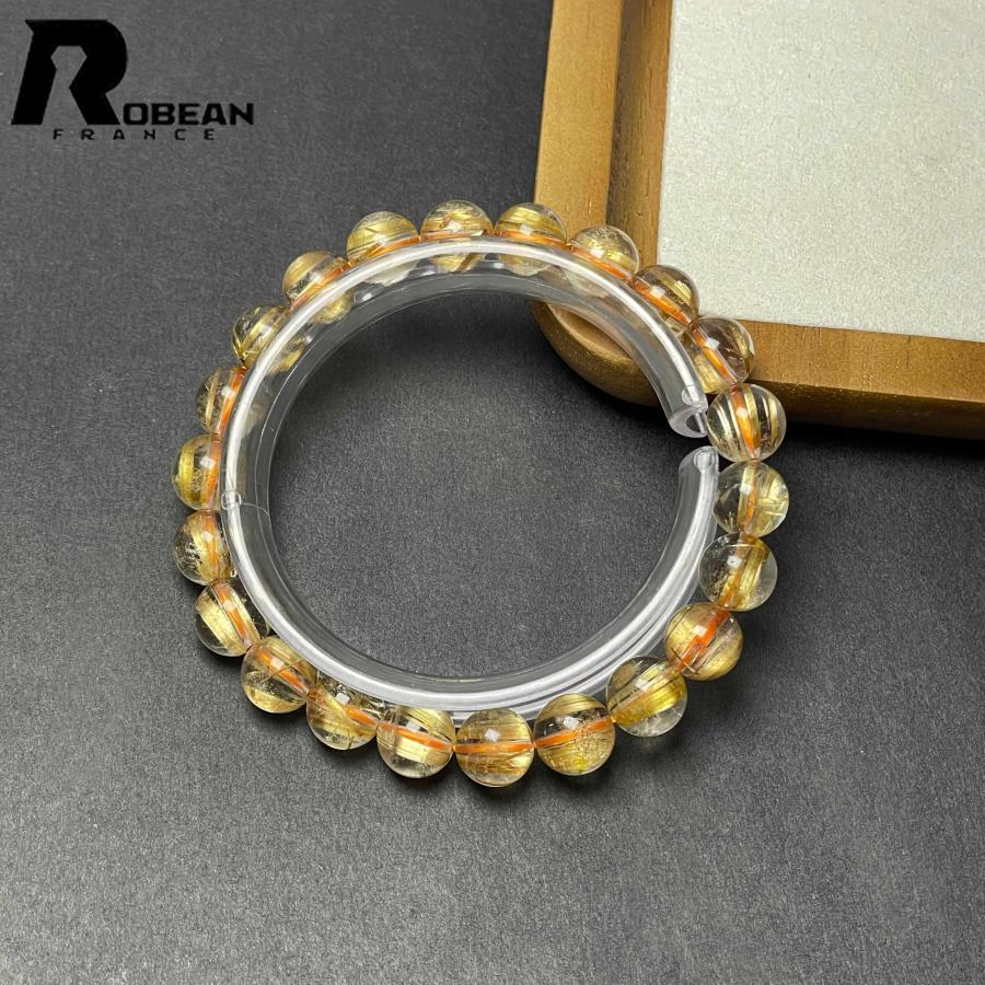 希少 EU製★ROBEAN・極!極満針ルチルクォーツ★ブレスレット パワーストーン 天然石 綺麗 金運 お守り 9.4-9.8mm D0922533の画像