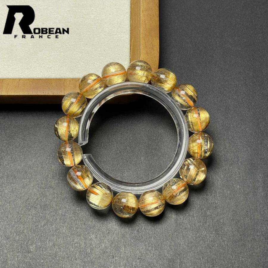 逸品 EU製★ROBEAN・極!極満針ルチルクォーツ★ブレスレット パワーストーン 天然石 綺麗 金運 お守り 12-12.7mm D0922535の画像