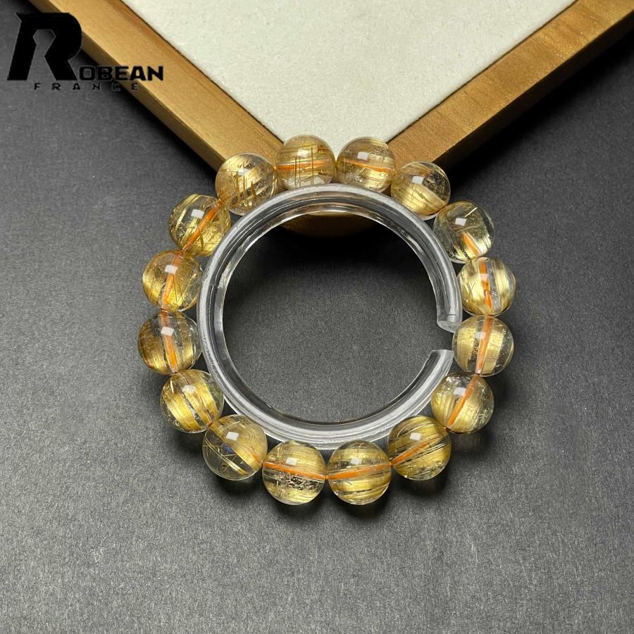 逸品 EU製★ROBEAN・極!極満針ルチルクォーツ★ブレスレット パワーストーン 天然石 綺麗 金運 お守り 12-12.7mm D0922535の画像