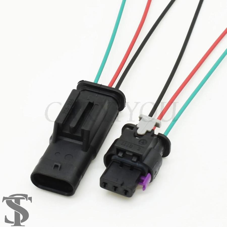 並行輸入品 1セット 3ピン AMP 電子自動車防水コネクタ 1718653-1 VW アウディ 4F0973703A /4F0973703用 ...