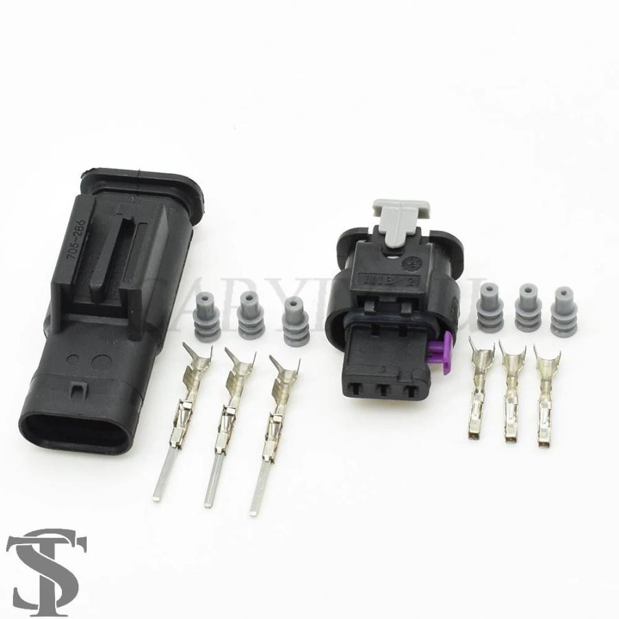 並行輸入品 1セット 3ピン AMP 電子自動車防水コネクタ 1718653-1 VW アウディ 4F0973703A /4F0973703用 ...