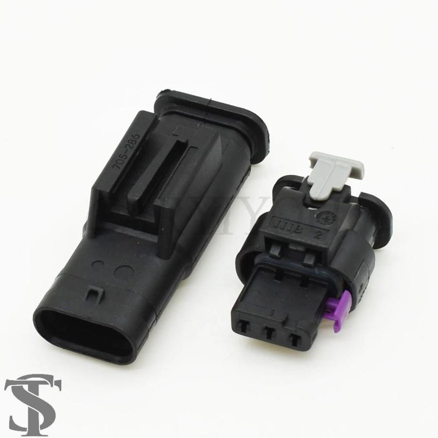 並行輸入品 1セット 3ピン AMP 電子自動車防水コネクタ 1718653-1 VW アウディ 4F0973703A /4F0973703用 ...