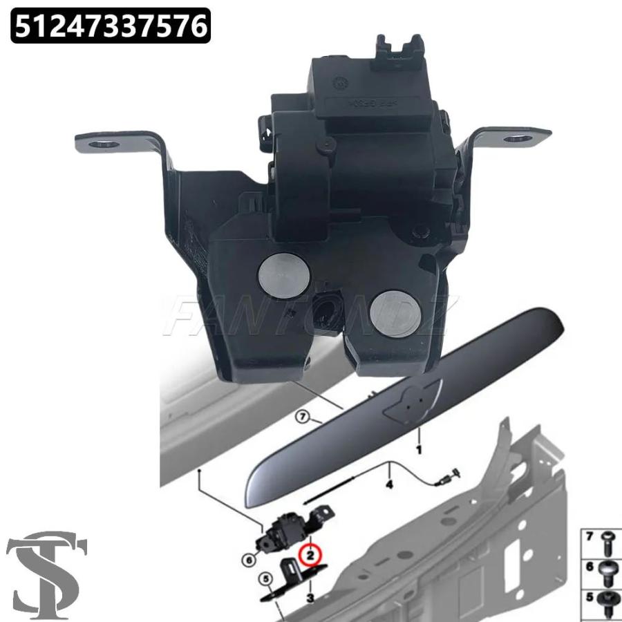  MINIクーパーF55 ハッチバック・トランクリッドロック・牽引ロープ付 並行輸入品 51247337576 リアトランク ブートリッドロックラッチ BMW