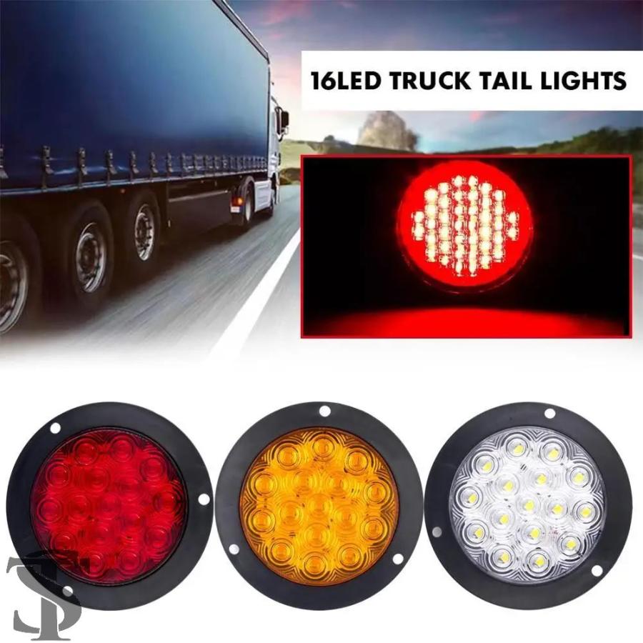 並行輸入品 4インチ 16 LED ラウンドテールライト 12V 24V リア