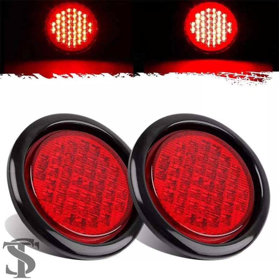 レッドテールランプ4個セット 並行輸入品 4インチ 16 LED ラウンドテールライト 12V 24V リア