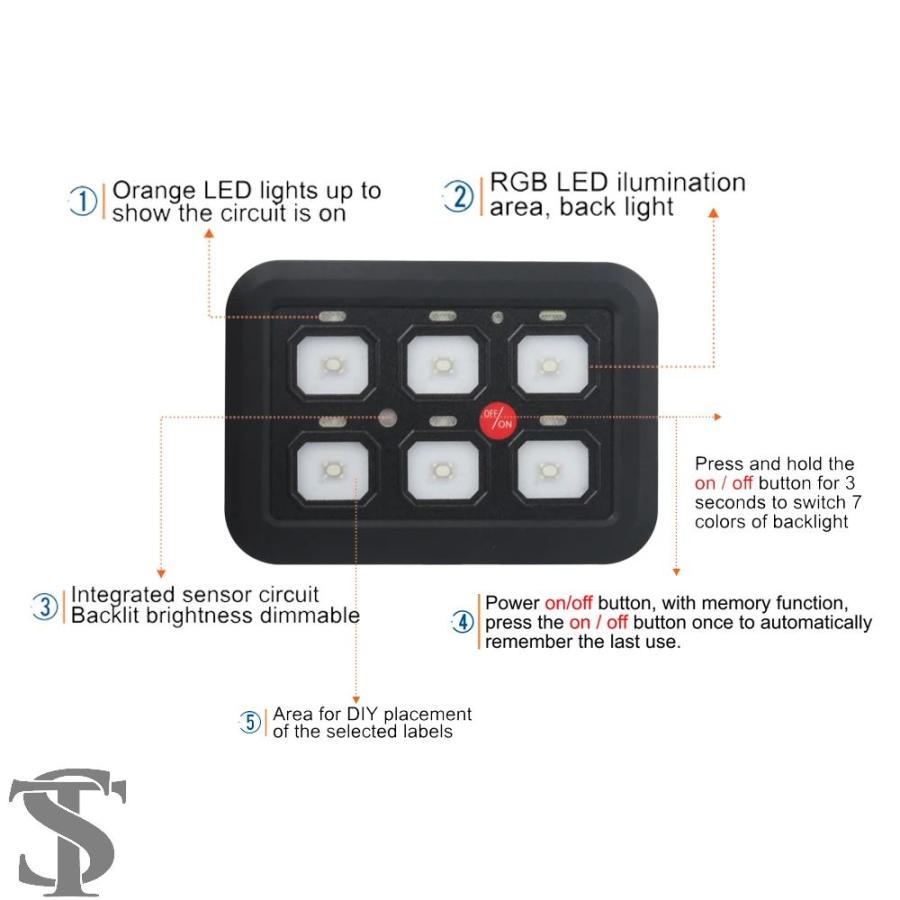 並行輸入品 12V LED 6ギャングスイッチパネル 600W-1200W 回路制御
