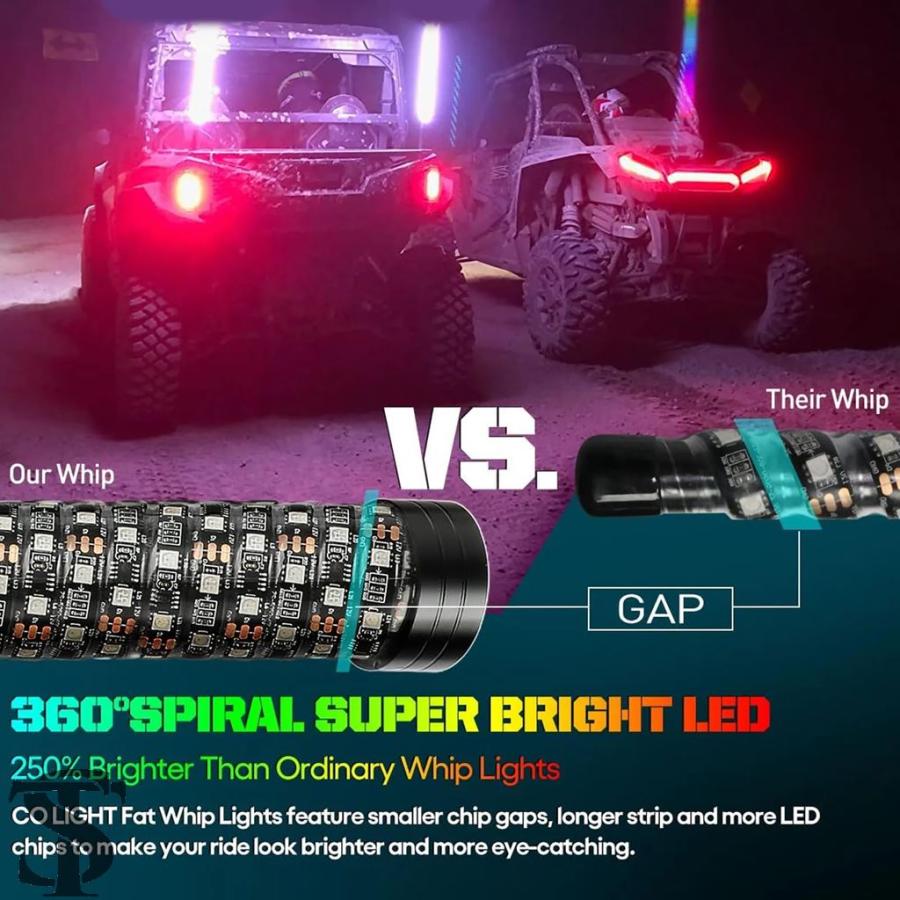 並行輸入品 2 個 12?24V RGB LED ホイップライト防水アプリリモコン