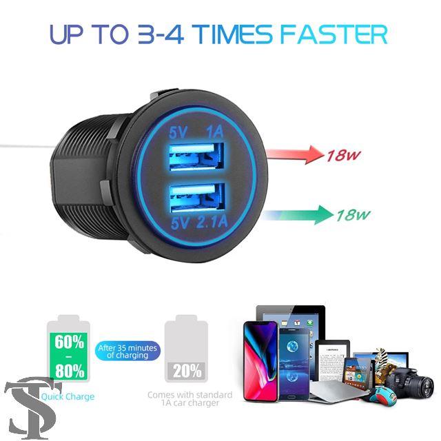 【並行輸入品】5V 3.1A 12V デュアル USB カーチャージャー パネル付き 防水電源アダプター ソケット アウトレット 車 ボート トラック バイク用 | ブランド登録なし | 13