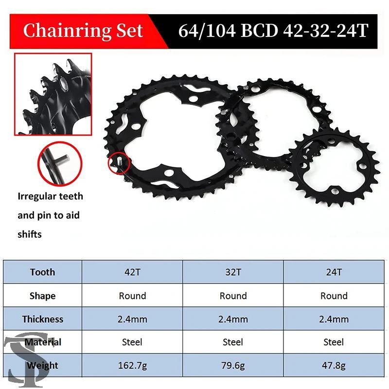並行輸入品 BUCKLOS 104/64 BCD 自転車チェーンリング 22T 24T 26T 32T