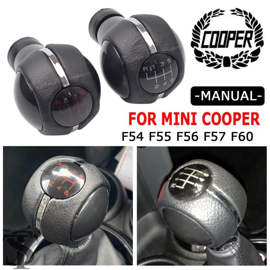 並行輸入品 黒/赤 6 速マニュアルギアシフトノブ黒革 MT レバー 