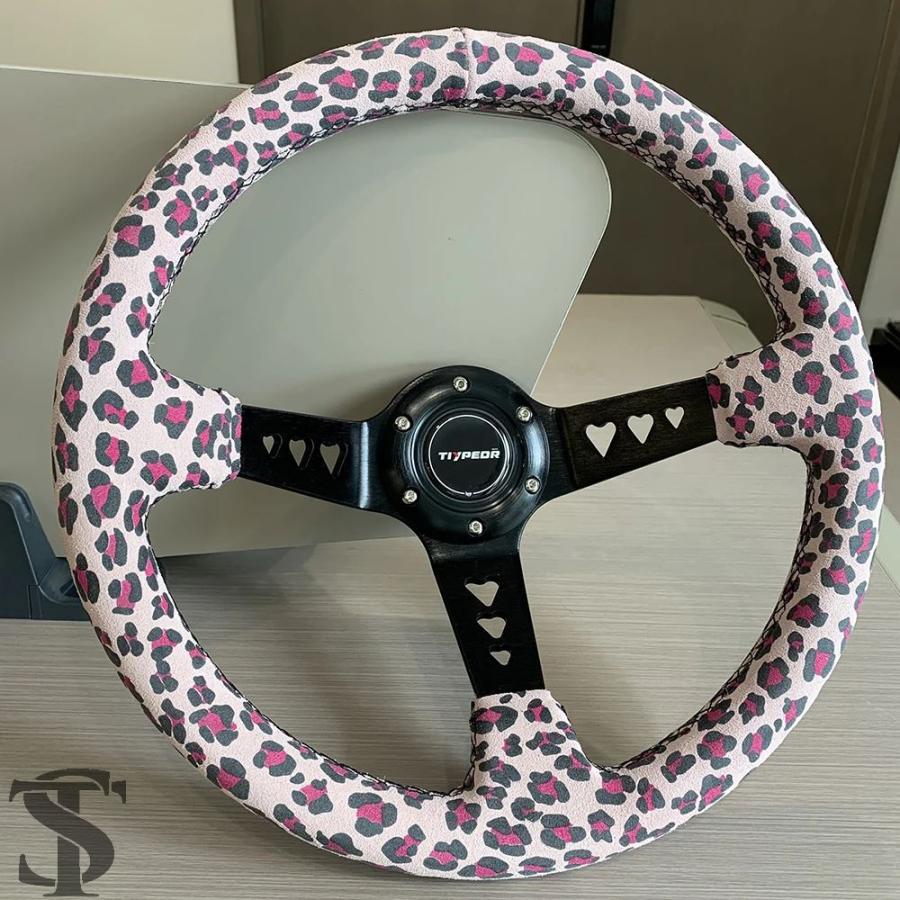 並行輸入品 スタイル 350MM ピンクハートステアリングホイール