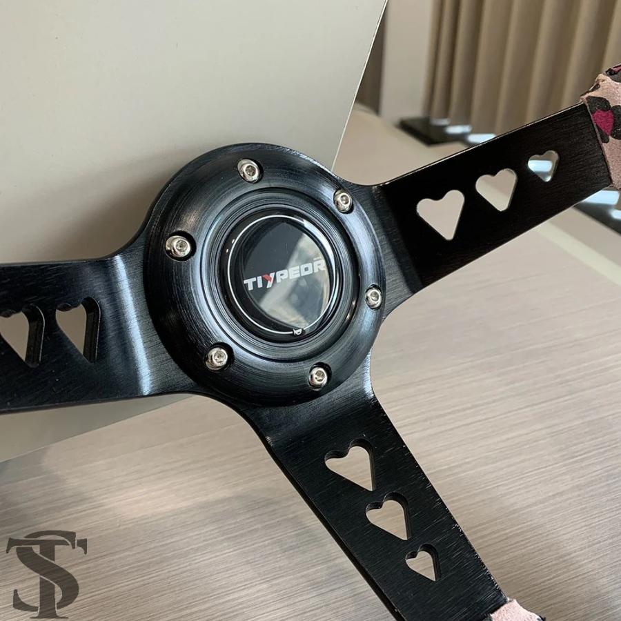 並行輸入品 スタイル 350MM ピンクハートステアリングホイール
