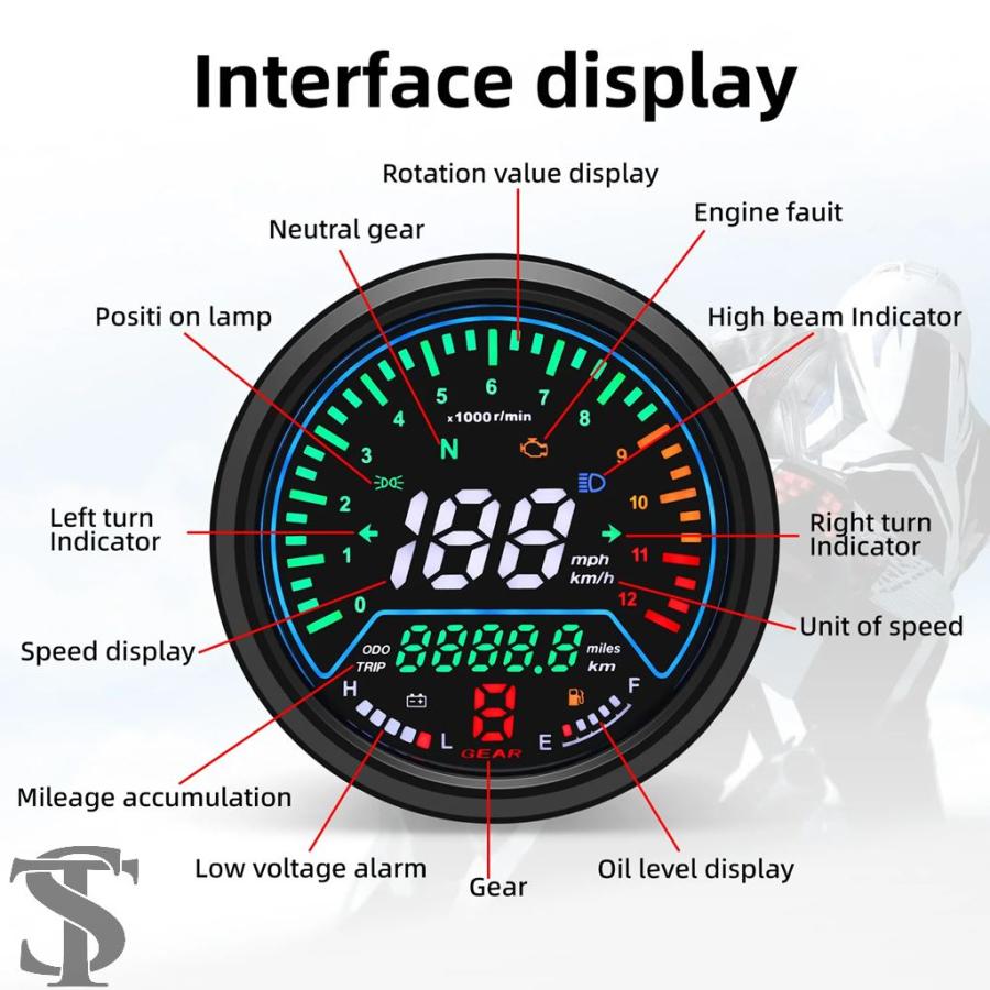 並行輸入品 バイク汎用スピードメータースズキ GN125 デジタルダッシュ