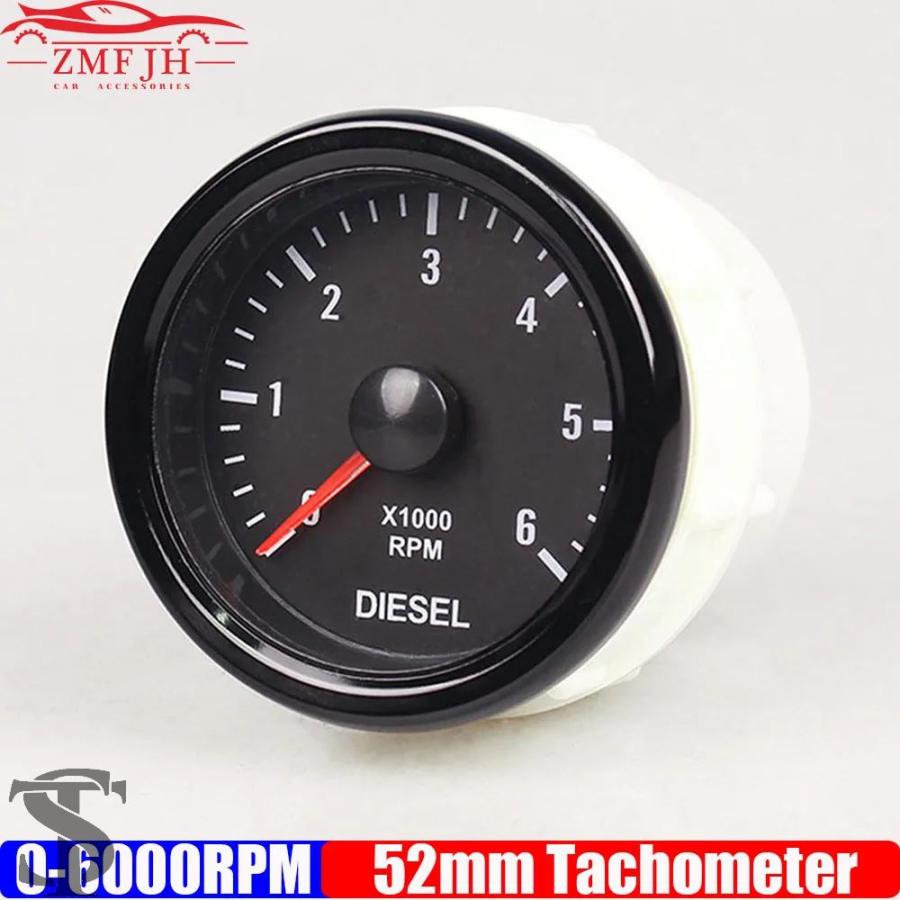 並行輸入品 2 インチ52 MM 0-6000 RPM タコメーターホワイトバック