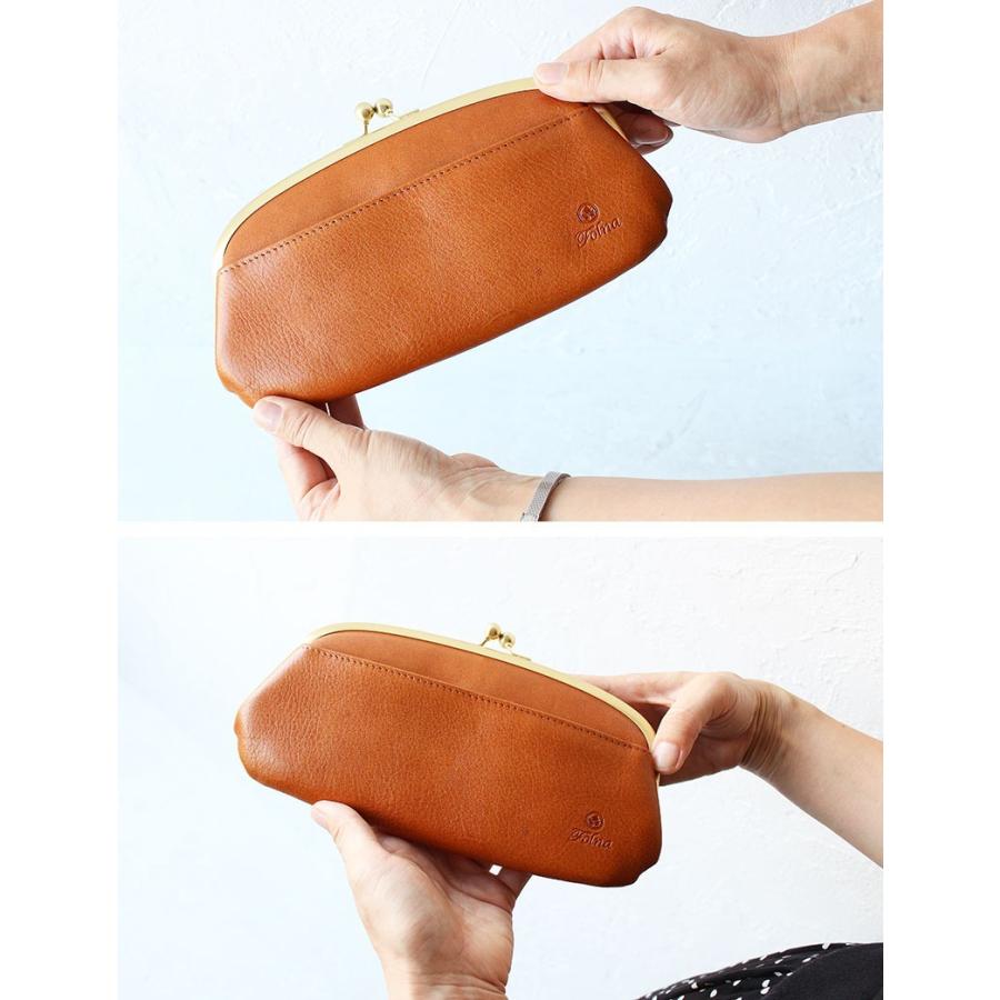 Folna フォルナ 財布 がま口長財布 ヌメオイルシュリンク 長財布