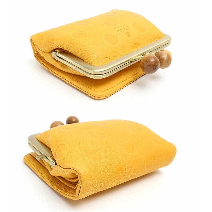 Folna 二つ折り財布 黒 ドット Folna フォルナ 財布 ウッドボール ドット型押し二つ折り財布 折