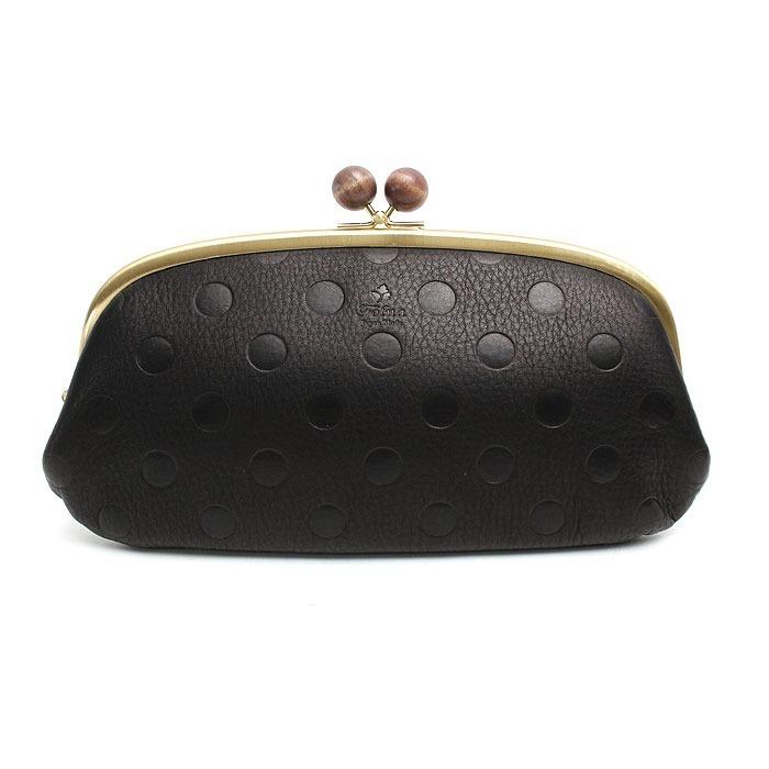 Folna フォルナ 財布 ウッドボール ドット型押し がま口長財布 親子