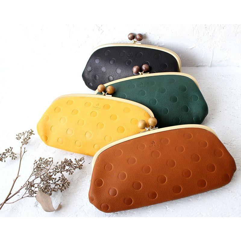 Folna フォルナ 財布 ウッドボール ドット型押し がま口長財布 親子