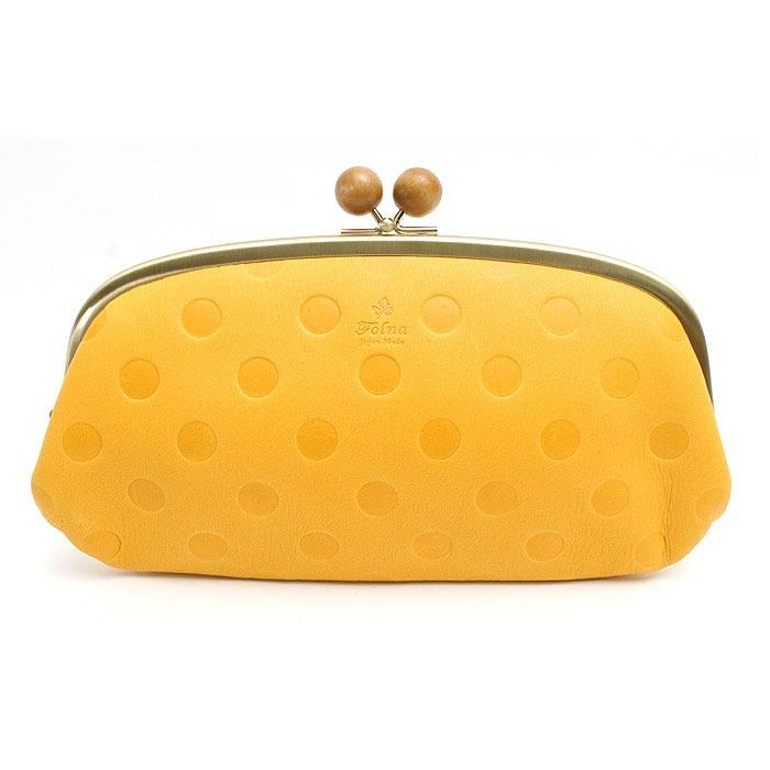 Folna フォルナ 財布 ウッドボール ドット型押し がま口長財布 親子