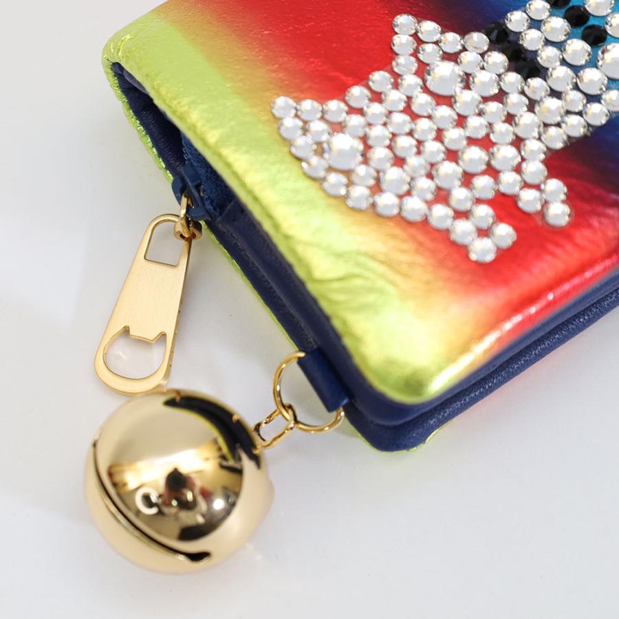未使用品 ツモリチサトキャリー 財布 キラ星 羊革 ビジュー ネコ 二つ折り財布 tsumori chisato CARRY（ツモリチサトキャリー） キラネコ ミニ財布