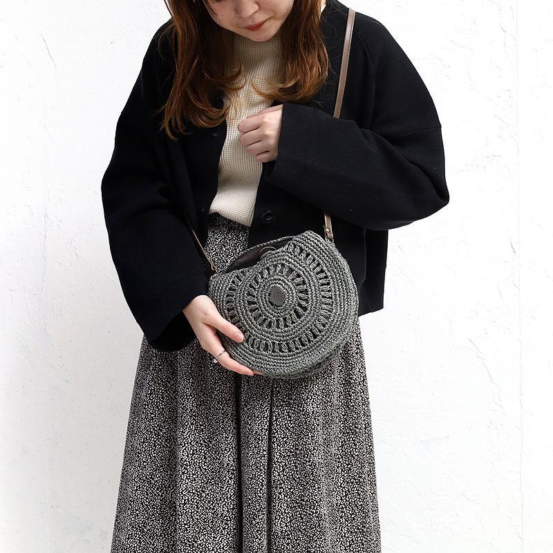 CLEDRAN クレドラン　かごバッグ レザーポケット　グレー　未使用品 CLEDRAN（クレドラン） セール かごバッグ CLEDRAN HAND&WORKS SIRCLE