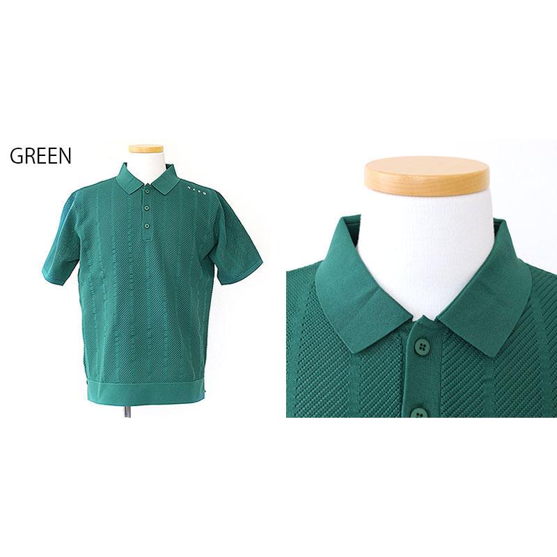 HERG1 エルグワン STRIPE MESH KNIT POLO ゴルフウェア HERG1 ゴルフ エルグワン STRIPE MESH KNIT POLO ストライプ