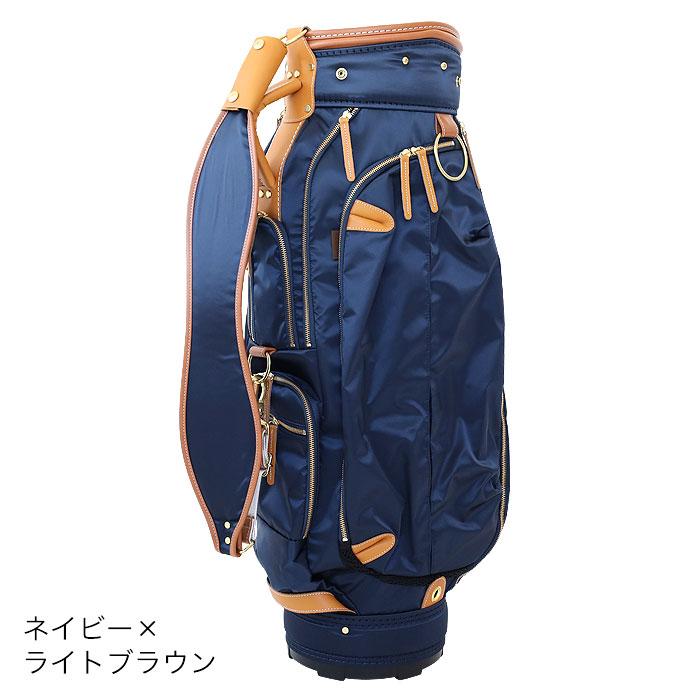 考栄舎　ツイルナイロン製キャディバッグ　ネイビー/キャメル 考栄舎 ツイルナイロン製キャディバッグ ネイビー/キャメル 高