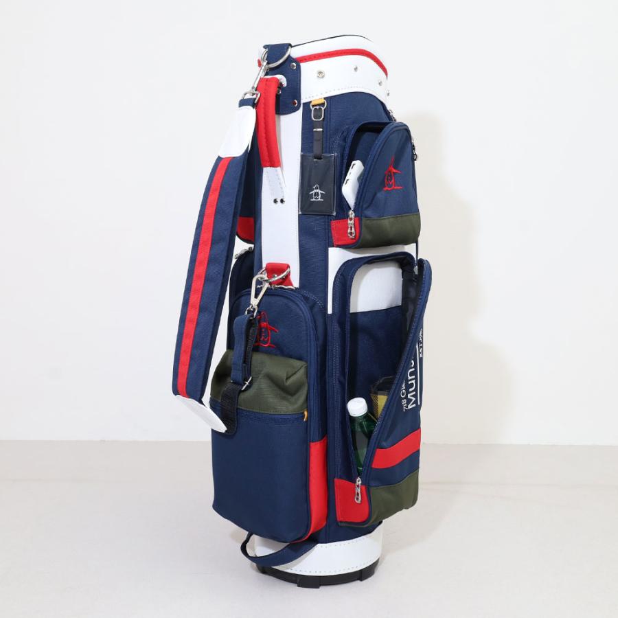 美品 マンシングウェア（Munsingwear）キャディバッグ ネイビー 白 青 マンシングウェア Munsingwear マルチカラーキャディバッグ