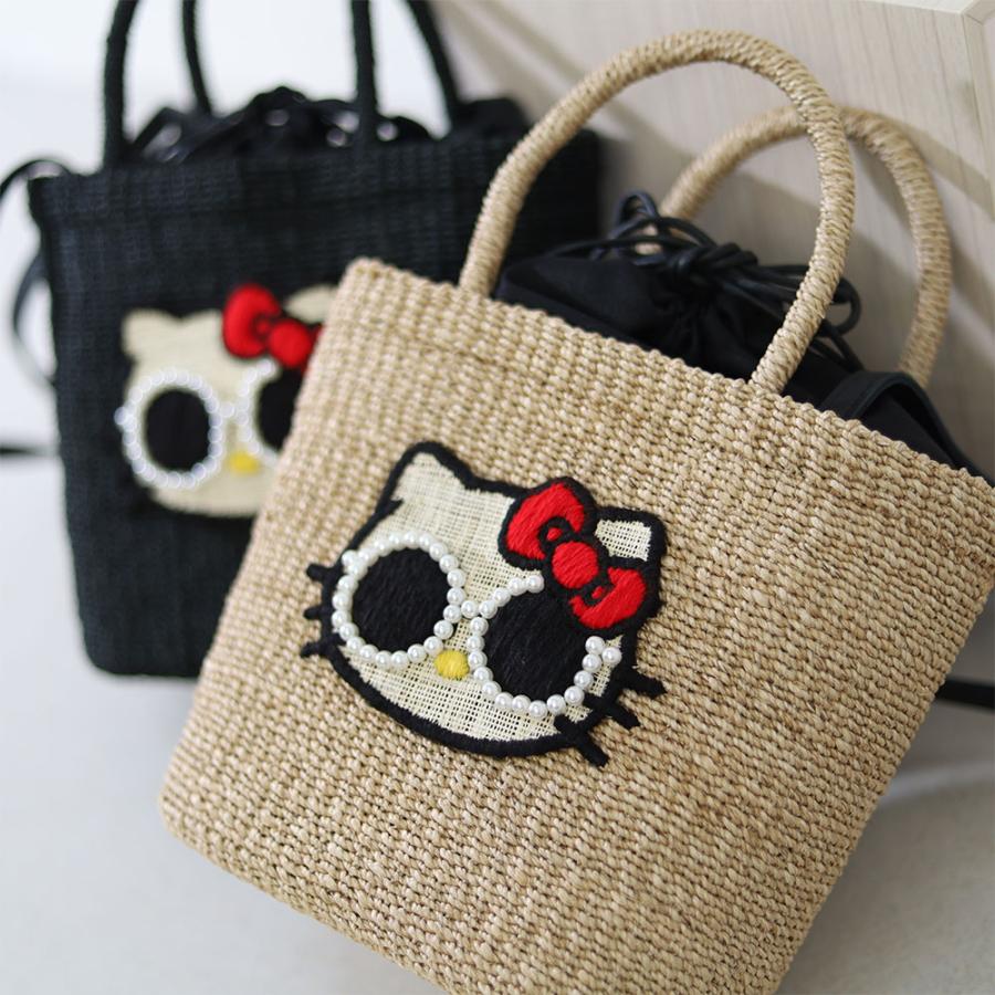 a-jolie アジョリー キティ トートバッグ 手持ちバッグ 2WAY sim26-ss13 レディース 春夏 お出かけ バッグ かごバッグの画像