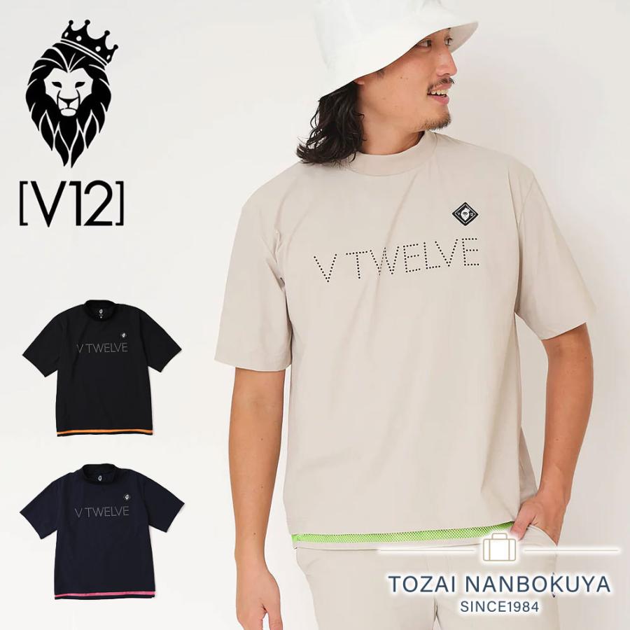 ヴィ・トゥエルヴ V12 モックネック ストレッチXL ヴィトゥエルヴ☆ブラックミッキー☆薄手ストレッチモックネック
