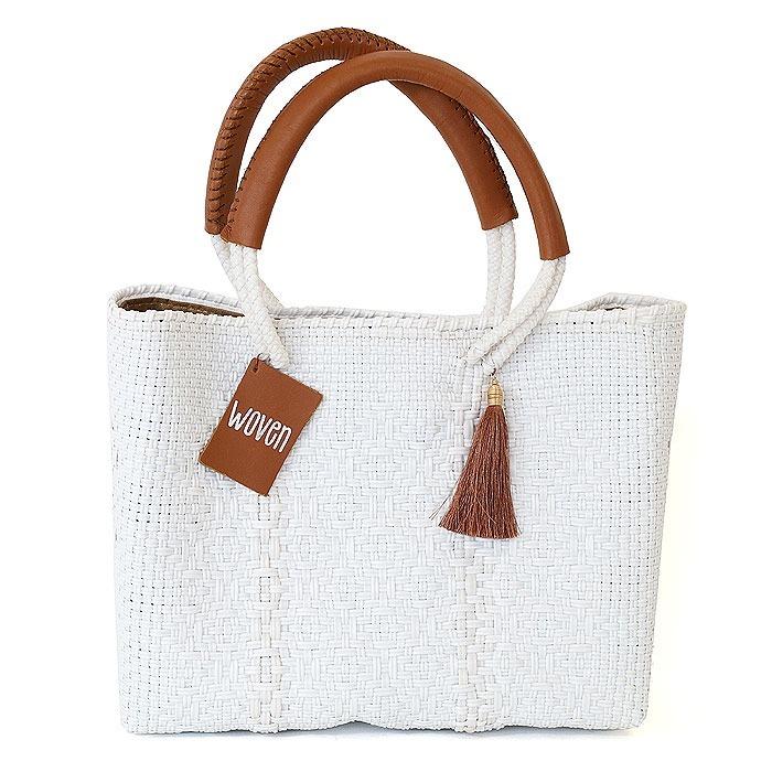 タッセルバッグ　カゴバッグ　メキシコ雑貨　丸型 WOVEN ウーブン ウーヴン タッセル付き バスケットバッグ