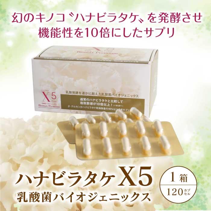 ハナビラタケX5 1箱 ( 120カプセル ) Biomax Premium 乳酸菌バイオ