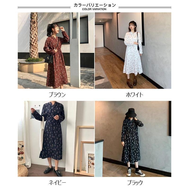 ヴィンテージ レトロ 花柄 薔薇 プリーツ ロング ワンピース 長袖 レディース 花柄 ワンピース 長袖 春秋 新作 ファッション