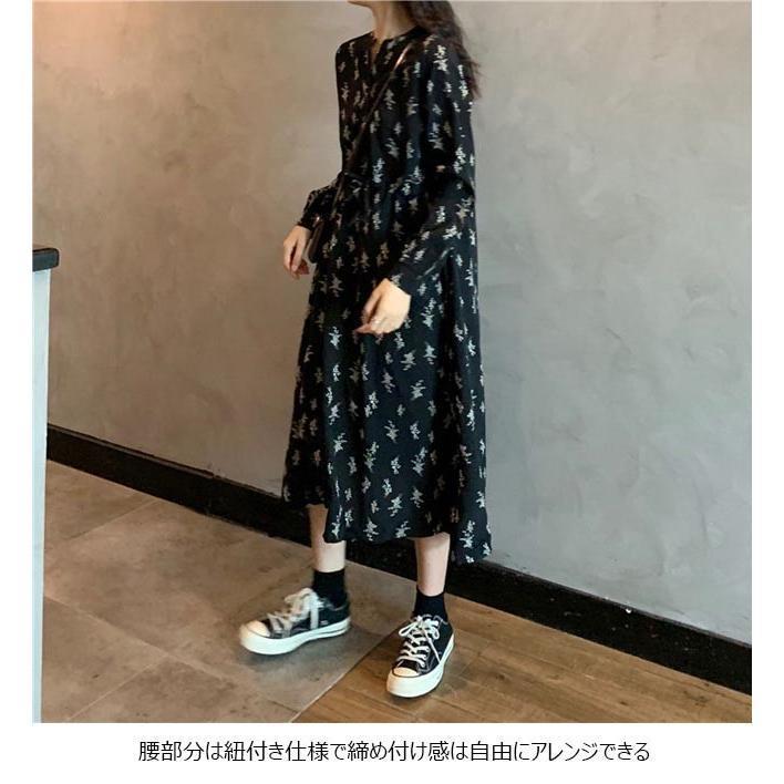 春 夏 花柄ワンピース 長袖 レディース ロングワンピ レトロ