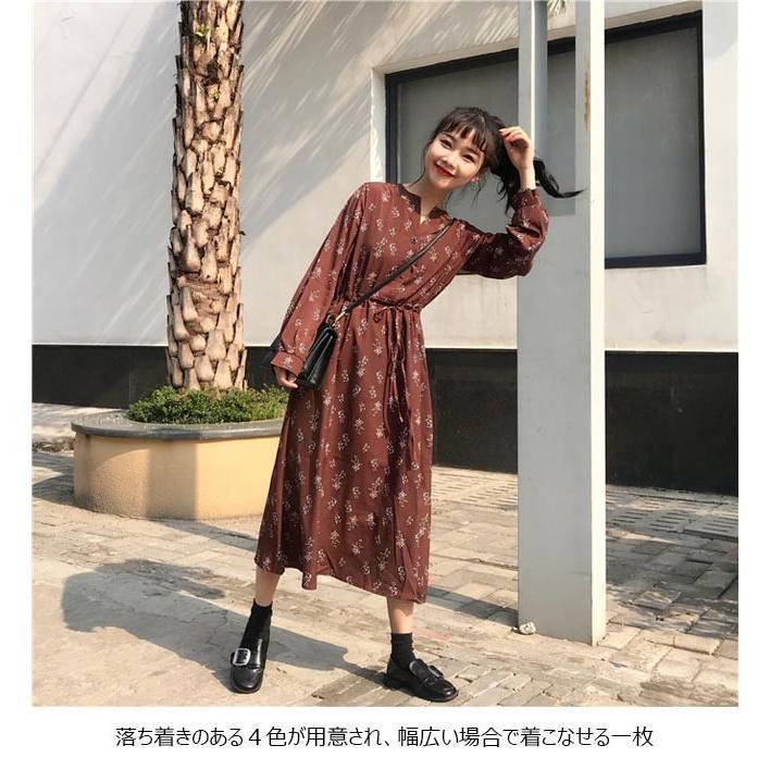 春 夏 花柄ワンピース 長袖 レディース ロングワンピ レトロ 春 夏 花柄ワンピース 長袖 レディース ロングワンピ レトロ
