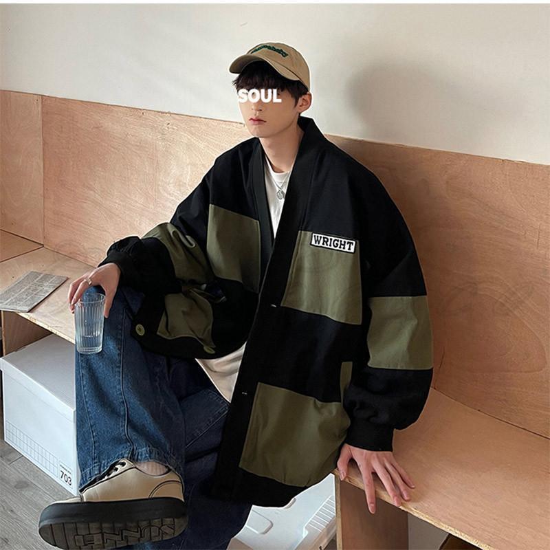 trois 　袖バイカラー　アウター ジャケット メンズ アウター バイカラー 長袖 リブ袖 前開き