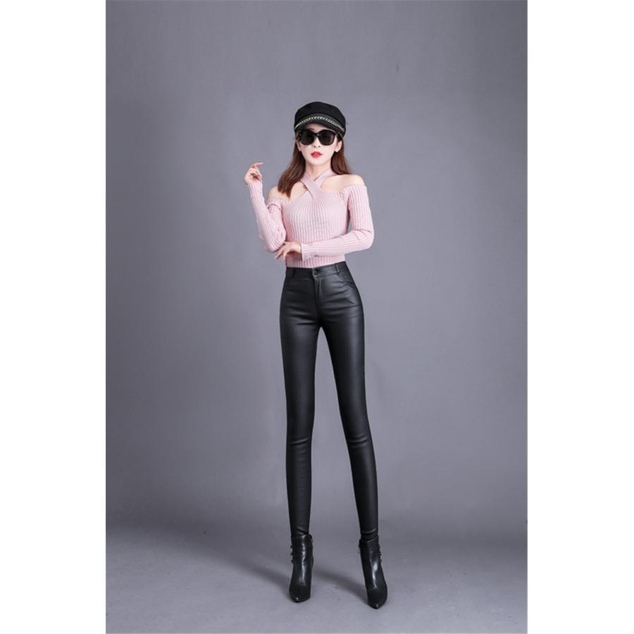 レザーパンツ レディース ロングパンツ PU革パンツ フェイク