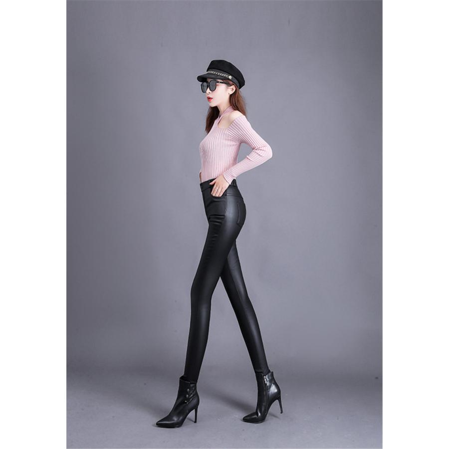 レザーパンツ レディース ロングパンツ PU革パンツ フェイク