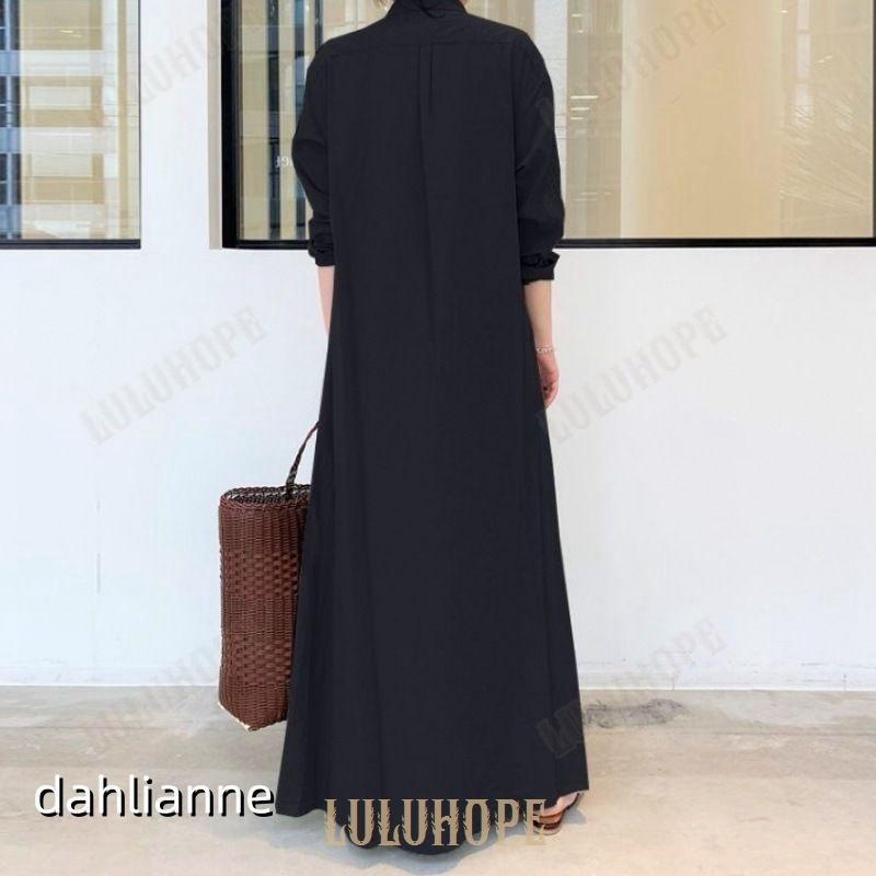 ワンピース 長袖 マキシ丈 レディース シャツワンピース Vネック