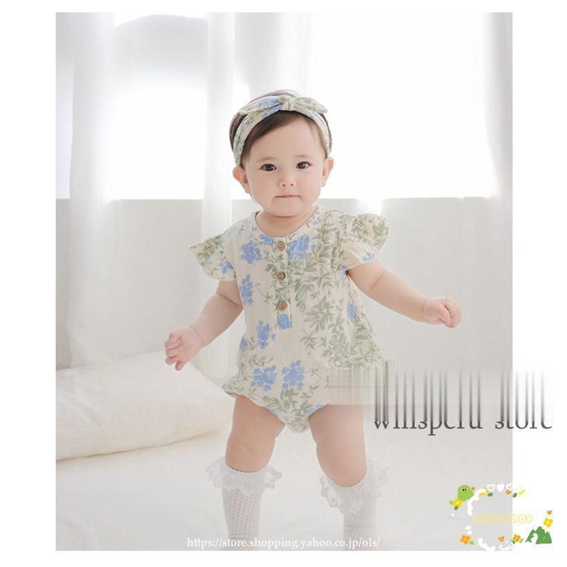 ベビー服 半袖 ロンパース 女の子 フリル袖 カバーオール キッズ